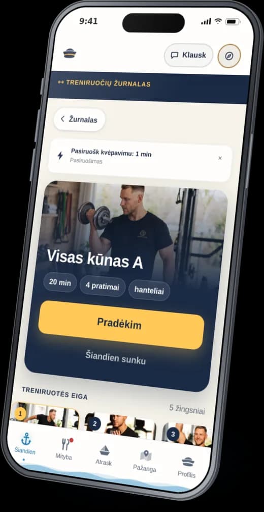 Popajaus ekranas: Treniruotė