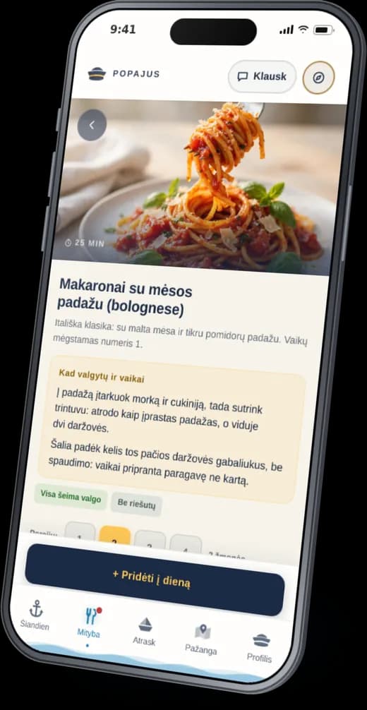 Popajaus ekranas: Receptas